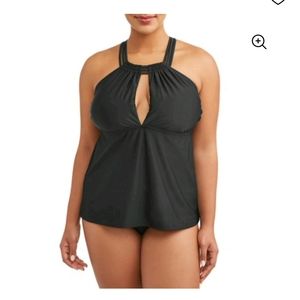 NWOT XL 16W 18W Strappy Black Tankini Top